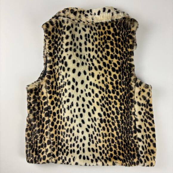 Gianni Bini Faux Fur Leopard Print Mob Wife Lined Vest w/ Pockets Size Small - Picture 6 of 10